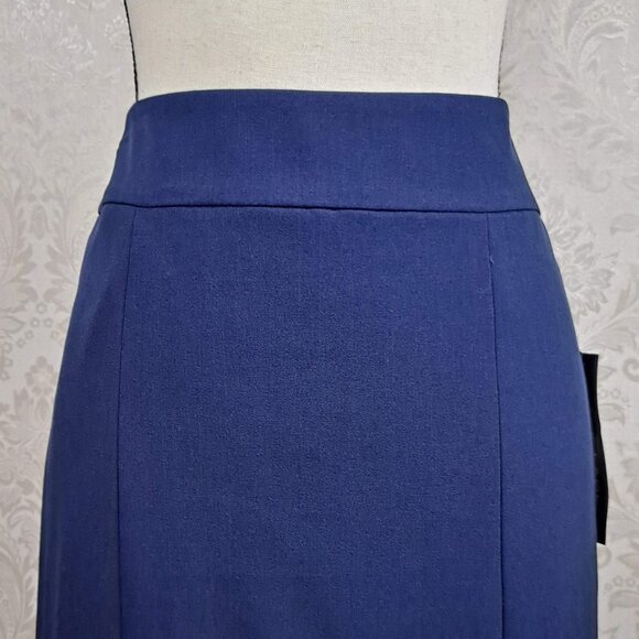 Black Label Evan-Picone Size 6 Navy Blue Pencil Skirt Kick Pleats Back Zip NWT - Picture 3 of 12